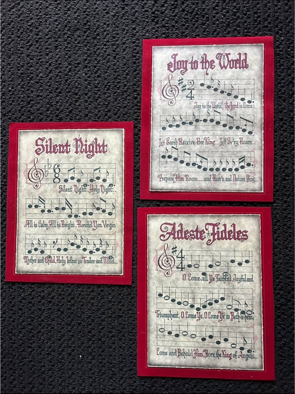 Holiday Sheet Music Wall Art Set - Red